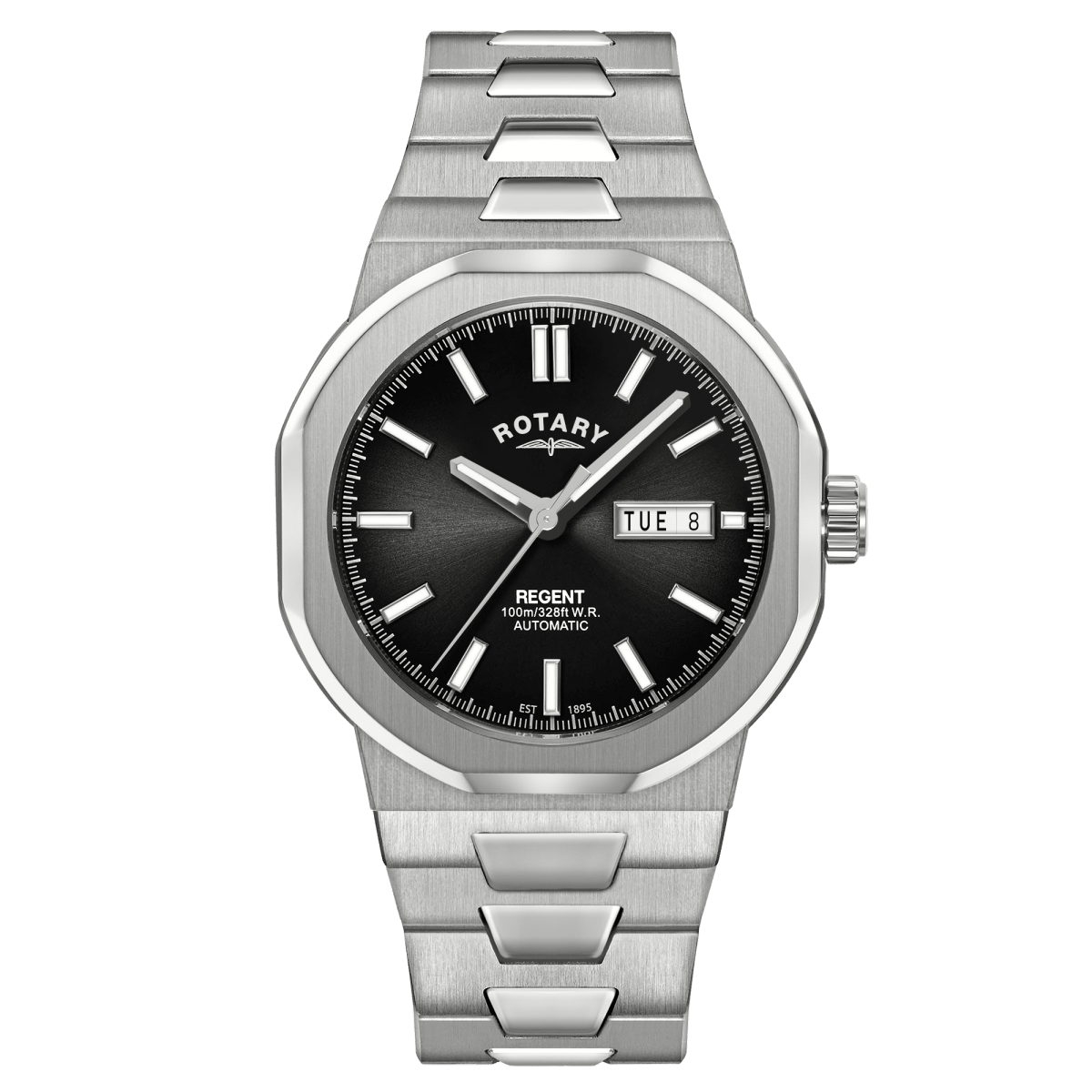 Rotary Regent Black Dial and Steel Bracelet 40mm Men's Watch | GB05490/04 | TIME Watches