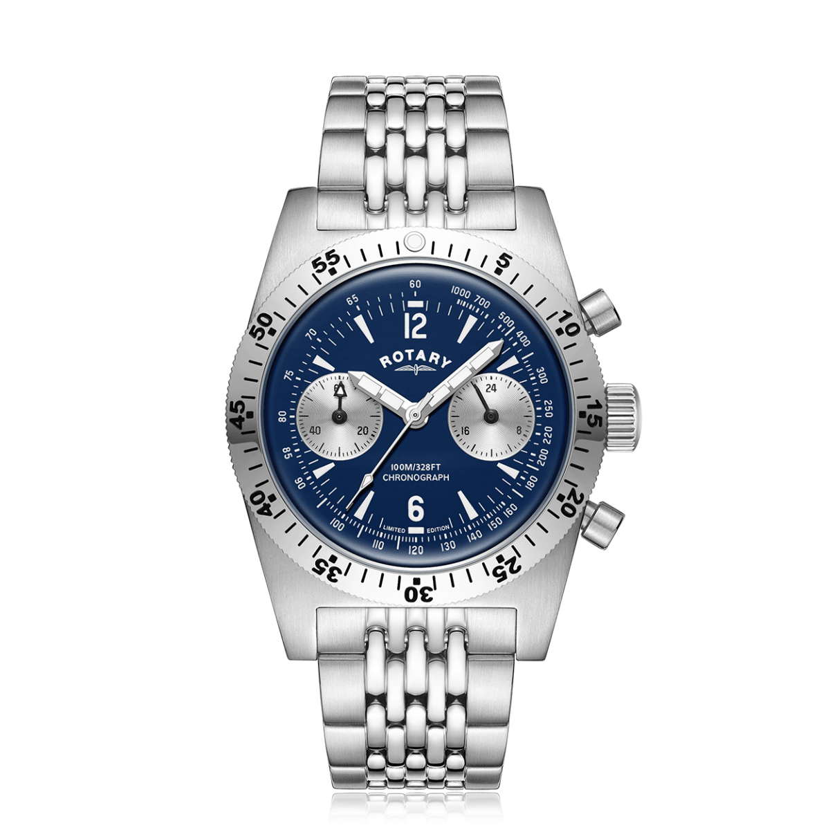 Rotary RW 1895 Silver Dial and Blue Steel Bracelet 38mm Men's Watch | GB05500/05 | TIME Watches