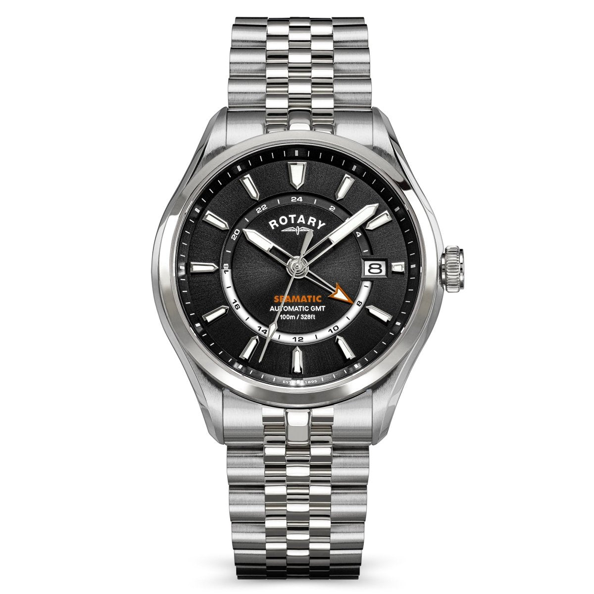 Rotary Seamatic Black Dial and Steel Bracelet 40mm Men's Watch | RGB10037/04 | TIME Watches