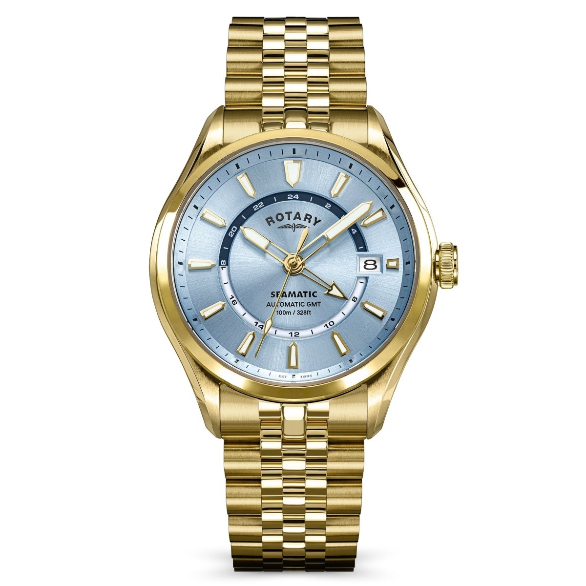 Rotary Seamatic Blue Dial and Gold Steel Bracelet 40mm Men's Watch | RGB10044/57 | TIME Watches