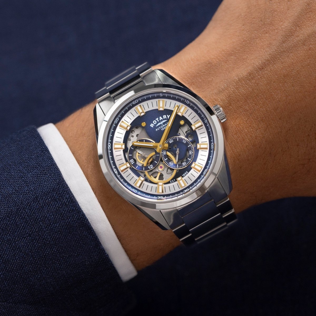 Rotary Seamatic Blue Dial and Steel Bracelet 43mm Men's Watch | RGB10007/05 | TIME Watches