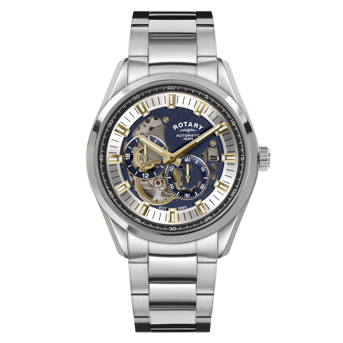 Rotary Seamatic Blue Dial and Steel Bracelet 43mm Men's Watch | RGB10007/05 | TIME Watches