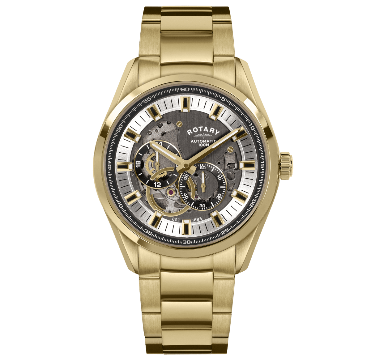 Rotary Seamatic Silver Dial and Gold Steel Bracelet 43mm Men's Watch | RGB10008/06 | TIME Watches