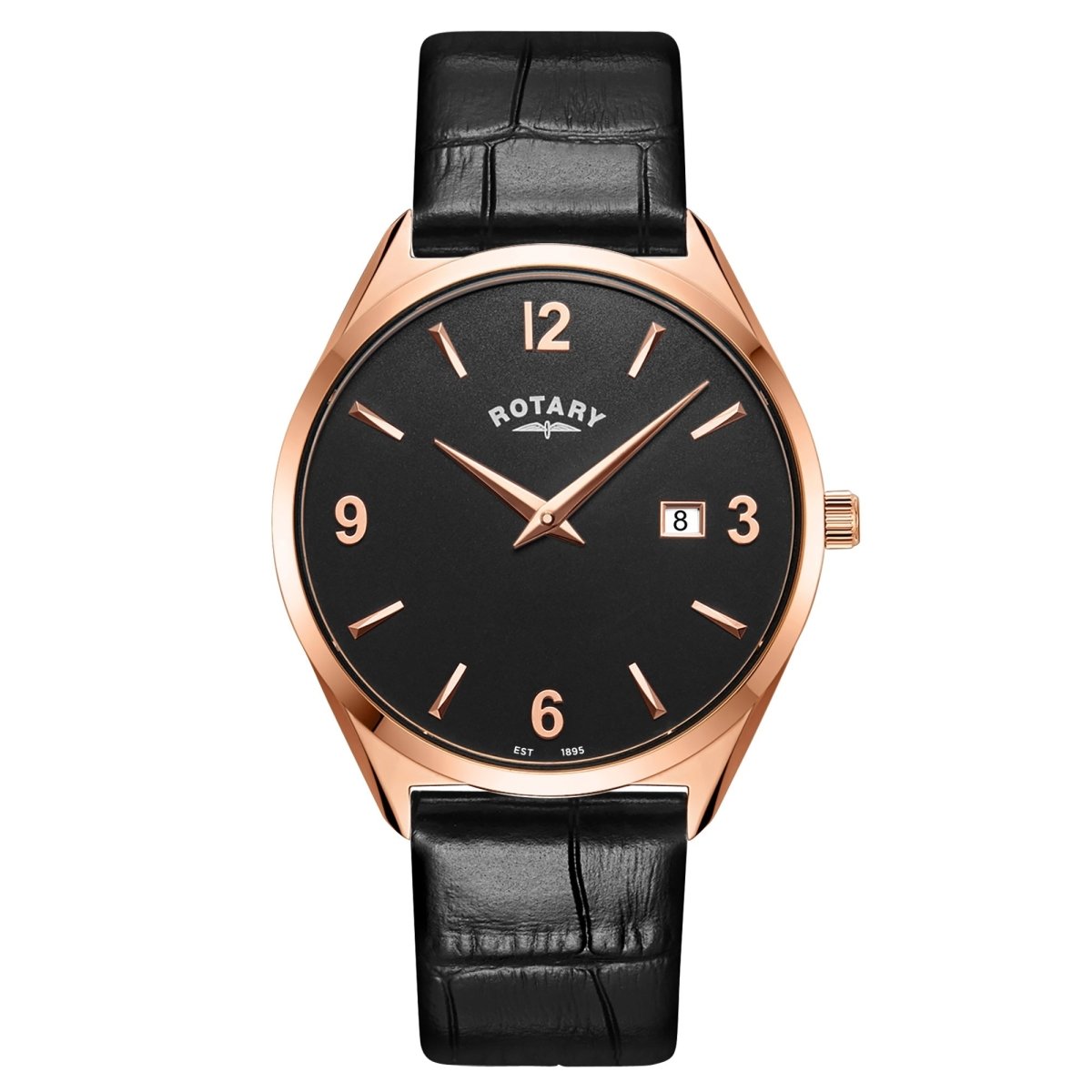 Rotary Ultra Slim Black Dial and Black Leather 38mm Men's Watch | RGS10012/04 | TIME Watches