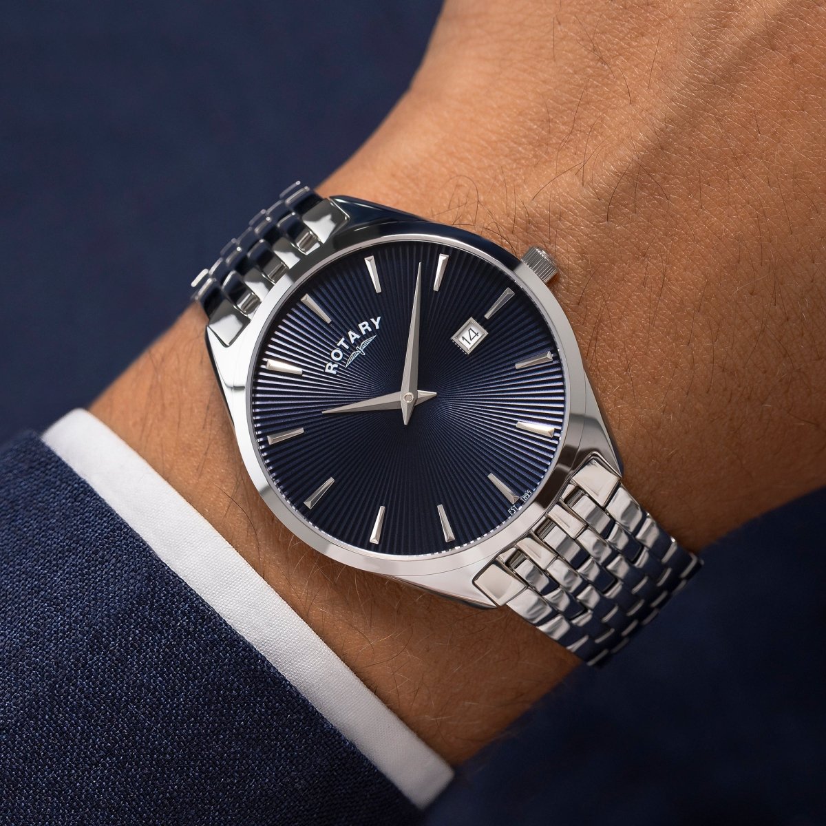 Rotary Ultra Slim Black Dial and Steel Bracelet 38mm Men's Watch | GB08010/05 | TIME Watches