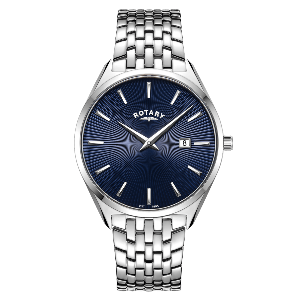 Rotary Ultra Slim Black Dial and Steel Bracelet 38mm Men's Watch | GB08010/05 | TIME Watches