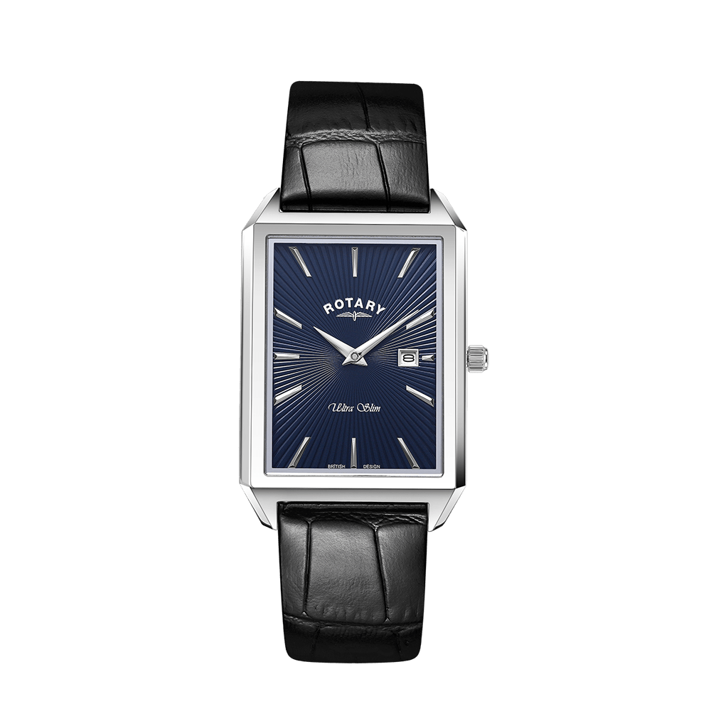Rotary Ultra Slim Blue Dial and Black Leather Men's Watch | GS08020/05 | TIME Watches