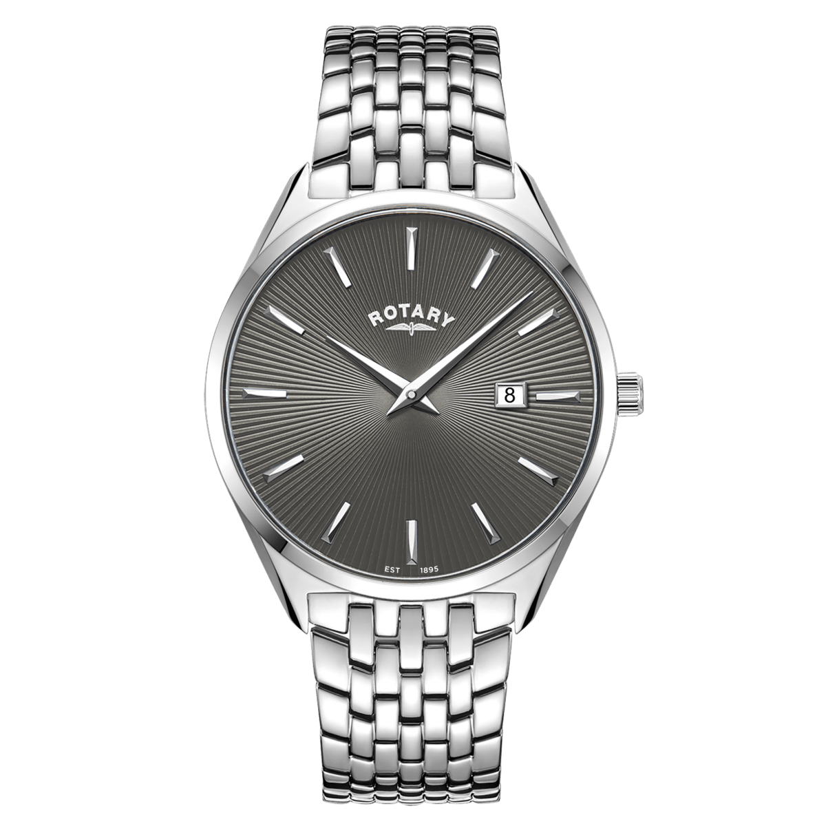 Rotary Ultra Slim Grey Dial and Steel Bracelet 38mm Men's Watch | GB08010/74 | TIME Watches