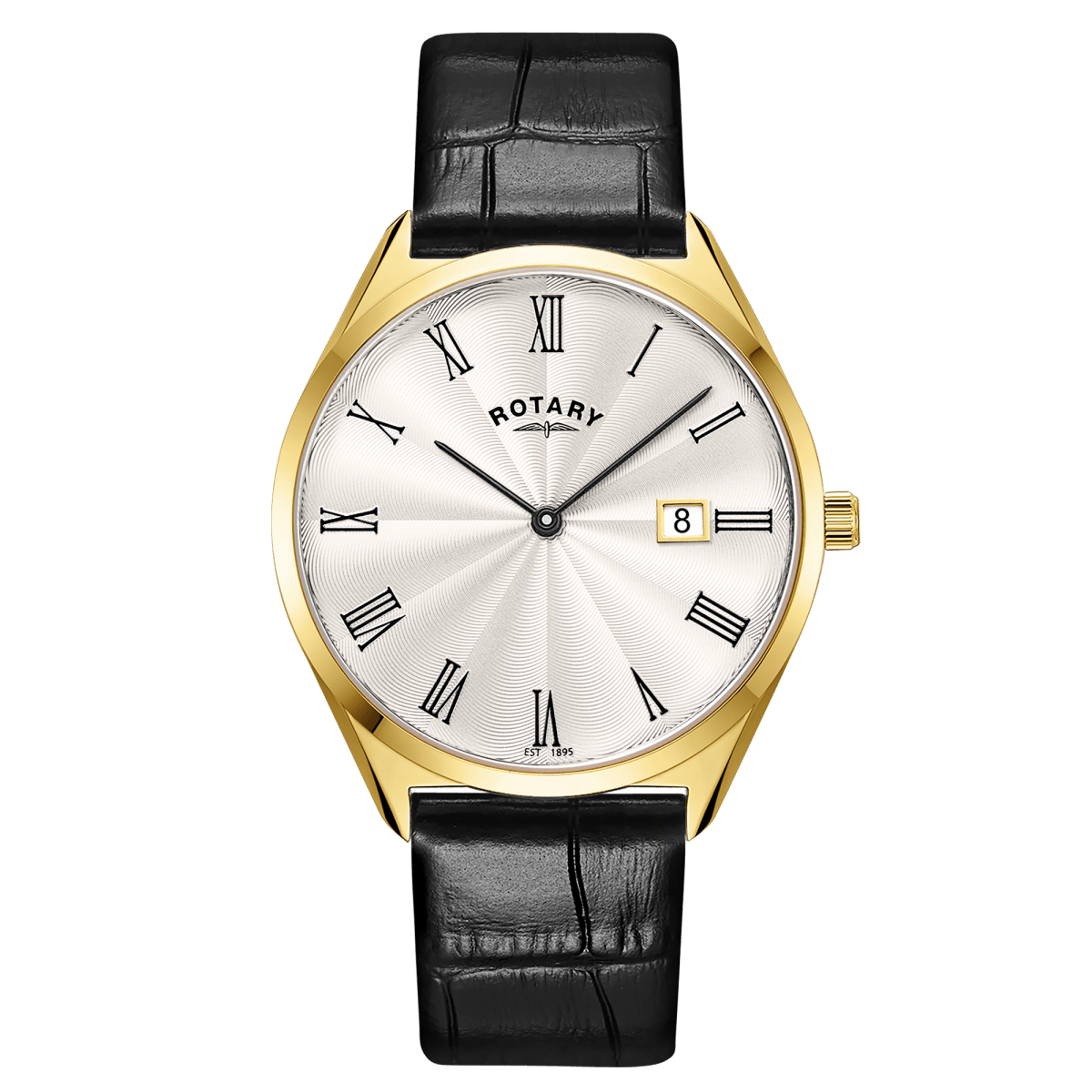 Rotary Ultra Slim Silver Dial and Black Leather 38mm Men's Watch | GS08013/01 | TIME Watches