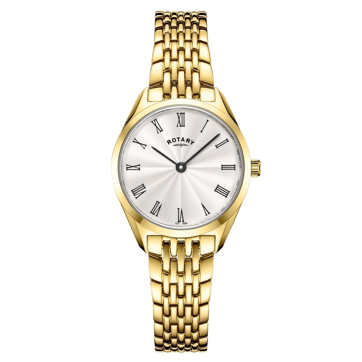 Rotary Ultra Slim Silver Dial and Gold Steel Bracelet 27mm Women's Watch | LB08013/01 | TIME Watches