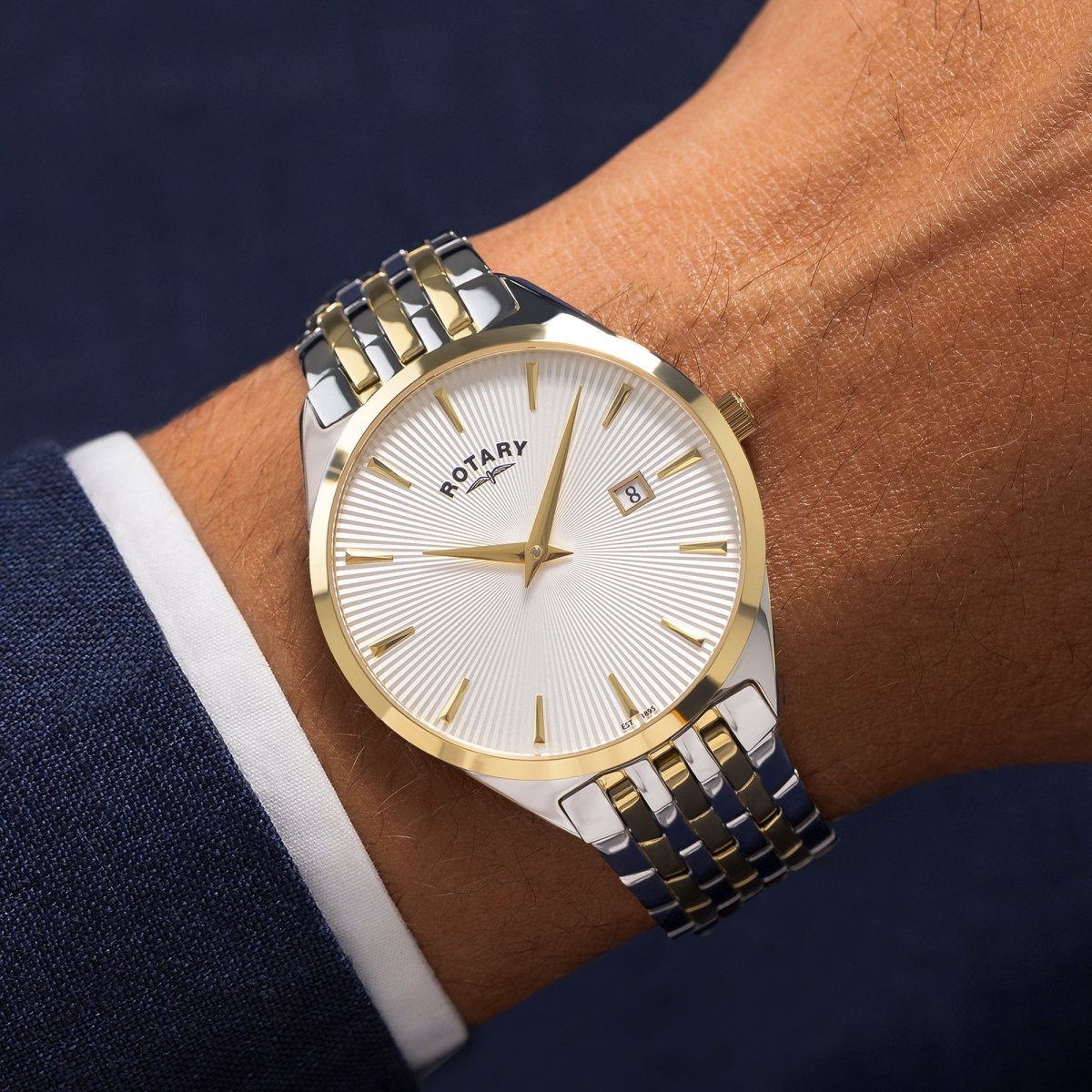 Rotary Ultra Slim Silver Dial and Gold Steel Bracelet 38mm Men's Watch | GB08011/02 | TIME Watches