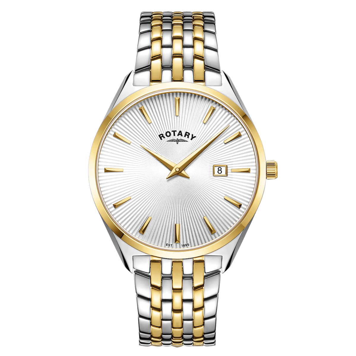 Rotary Ultra Slim Silver Dial and Gold Steel Bracelet 38mm Men's Watch | GB08011/02 | TIME Watches