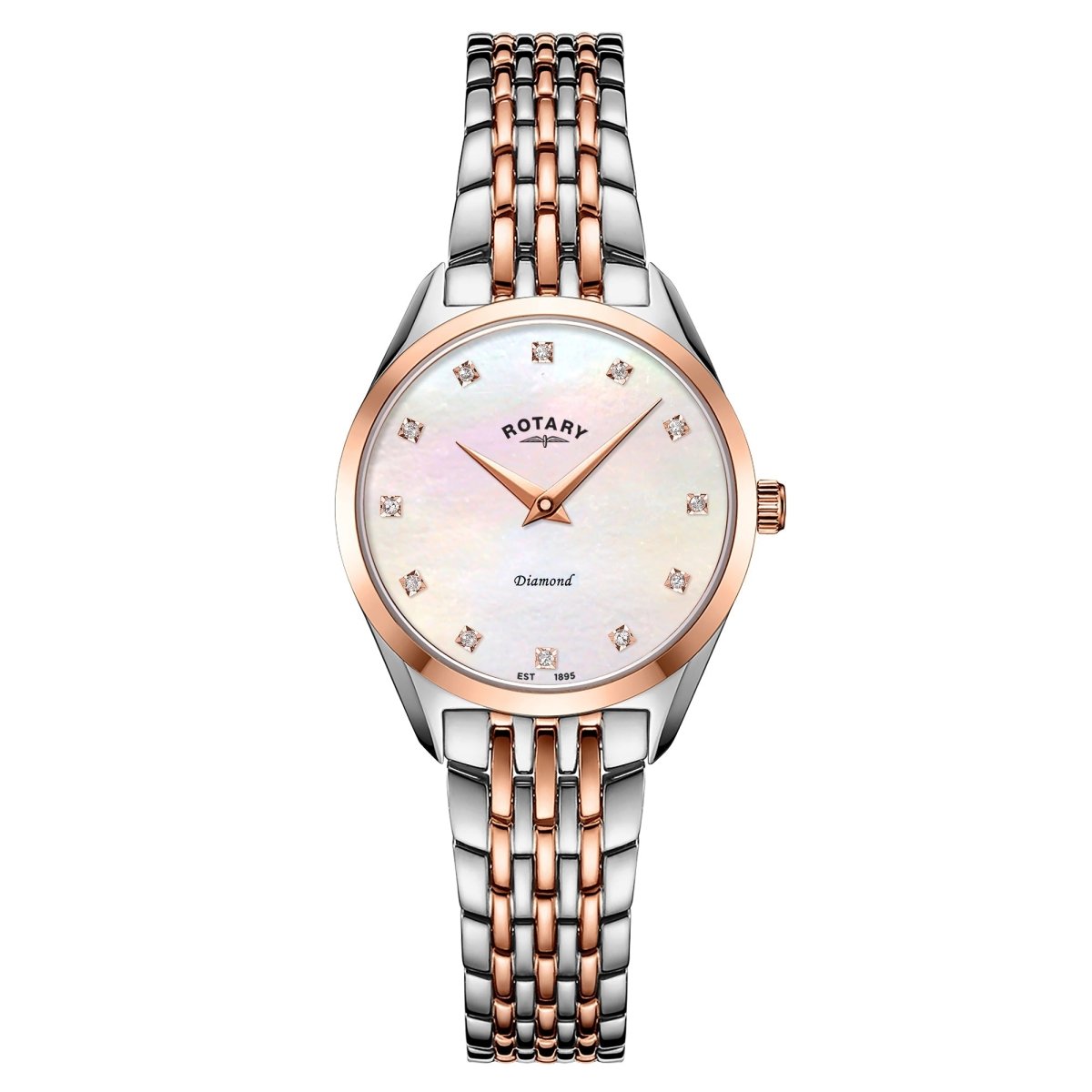 Rotary Ultra Slim White Dial and Rose Gold Steel Bracelet 27mm Women's Watch | LB08012/41/D | TIME Watches