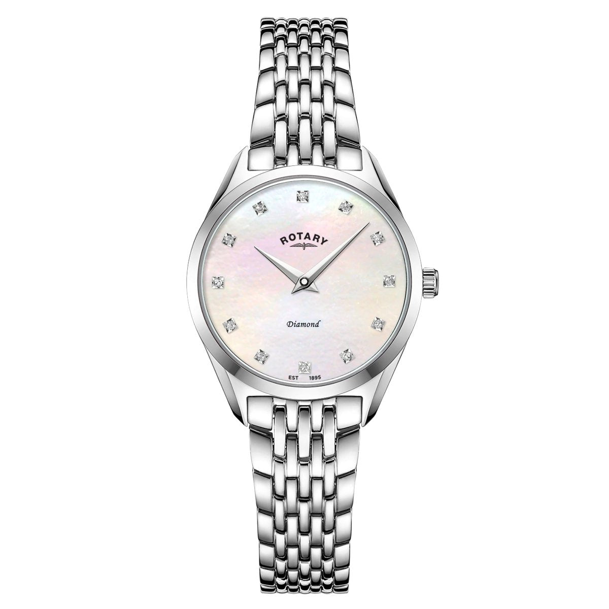 Rotary Ultra Slim White Dial and Steel Bracelet 27mm Women's Watch | LB08010/07/D | TIME Watches