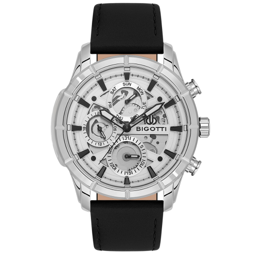 Bigotti Multi-Dial Black Leather Men's Watch | BG.1.10579-1