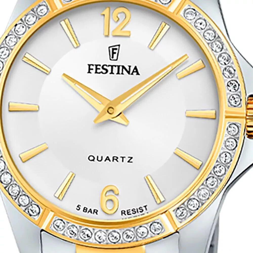Festina Mademoiselle Quartz Blue Dial Two Tone Gold PVD Stainless Steel Women's Watch | F20594/1