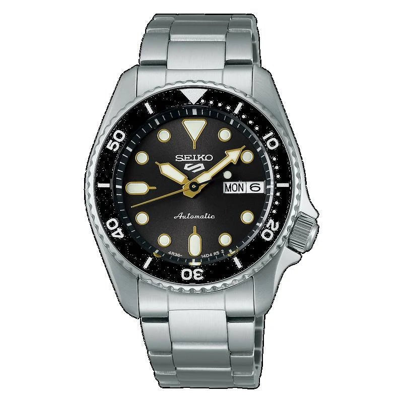 Seiko 5 Sport Black & Silver Stainless Steel 39mm Men's Watch | SRPL79K1 | TIME Watches