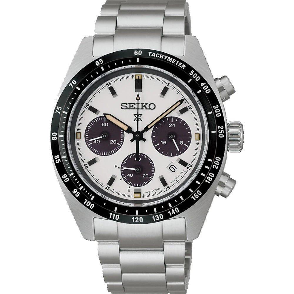 Seiko Prospex Speedtimer Black & Silver Stainless Steel 44mm Men's Watch | SSC961P1 | TIME Watches