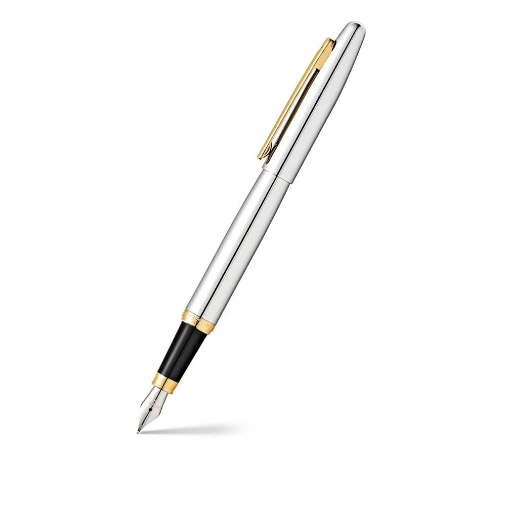 Sheaffer VFM Polished Chrome with Gold Trims Fountain Pen| E0942253 | TIME Watches