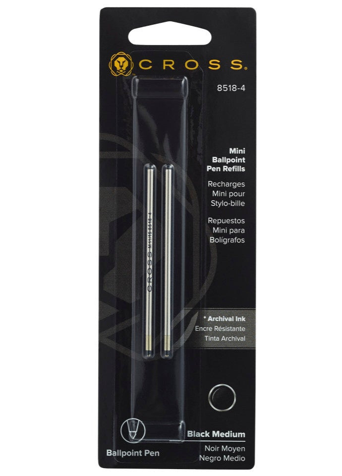 CROSS Mini Ballpoint Pen Refill - Black - Medium - Dual Pack | 8518-4