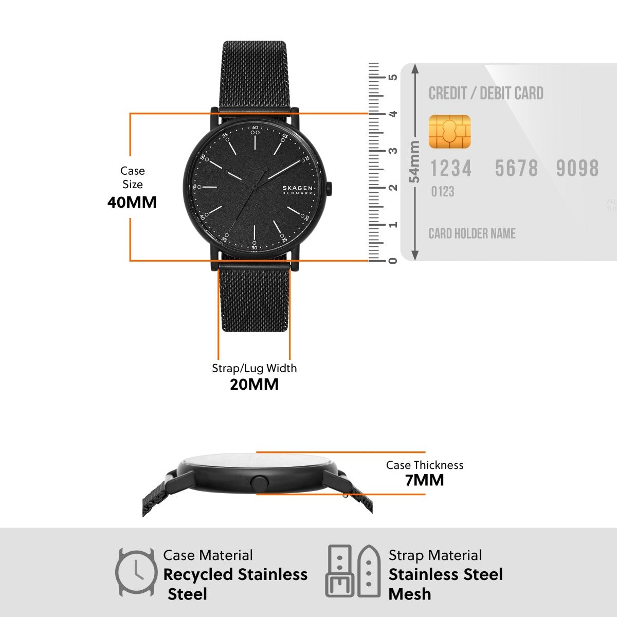 Skagen Signatur Midnight Eco - Friendly Stainless Steel Mesh Men's Watch | SKW6579 | TIME Watches