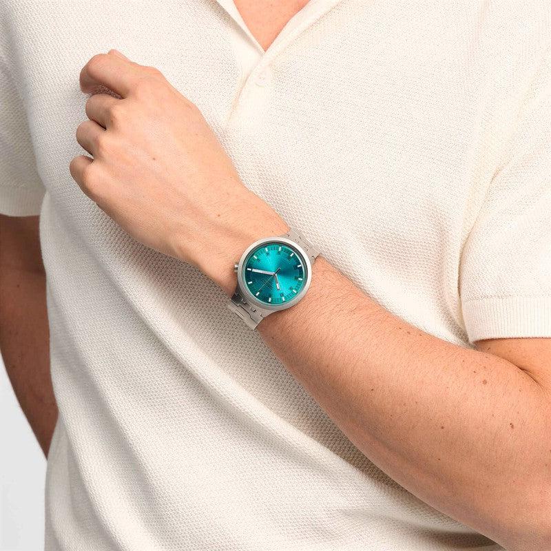 Swatch BIG BOLD IRONY AQUA SHIMMER Unisex Watch | SB07S100G | Time Watch Specialists