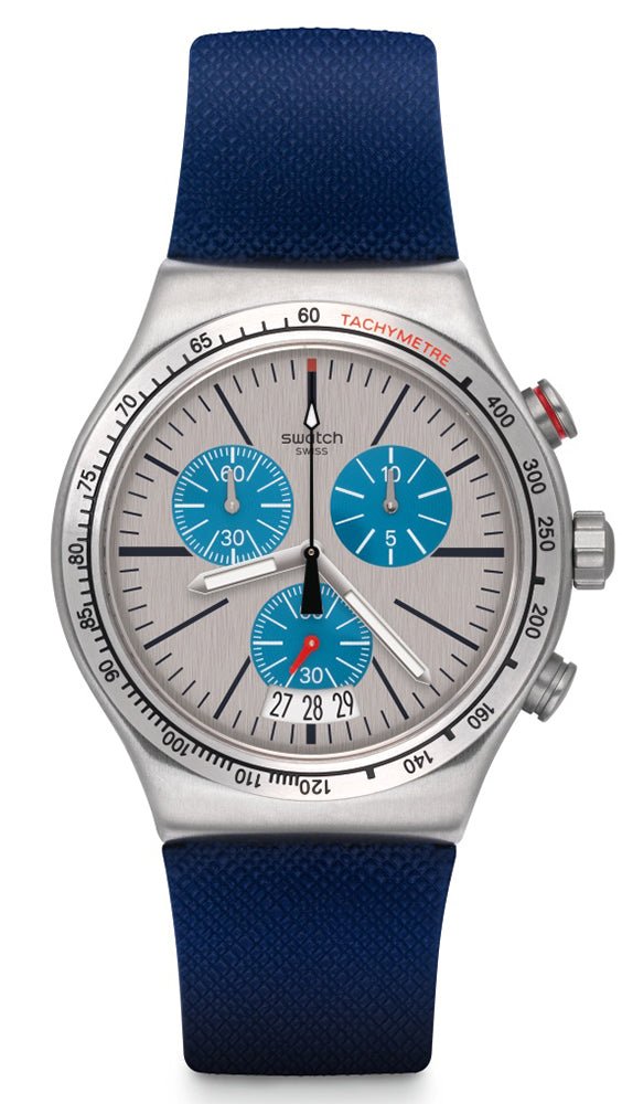 Swatch Blau Me On Silver Chronograph Men's Watch | YVS435 | TIME Watches