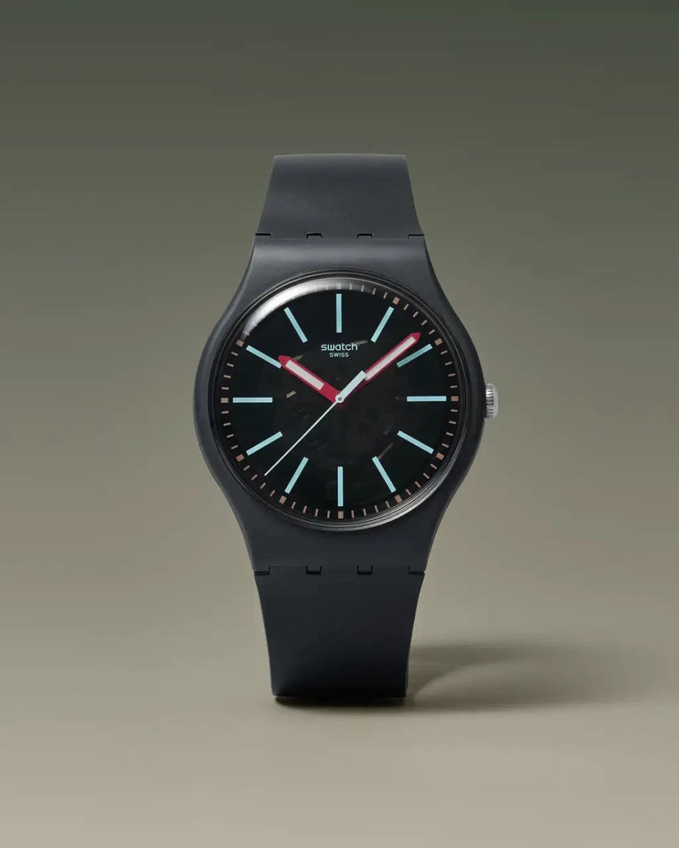 Swatch Cobblestone Street Black Dial Black Strap Unisex Watch | SO29A101 | TIME Watches