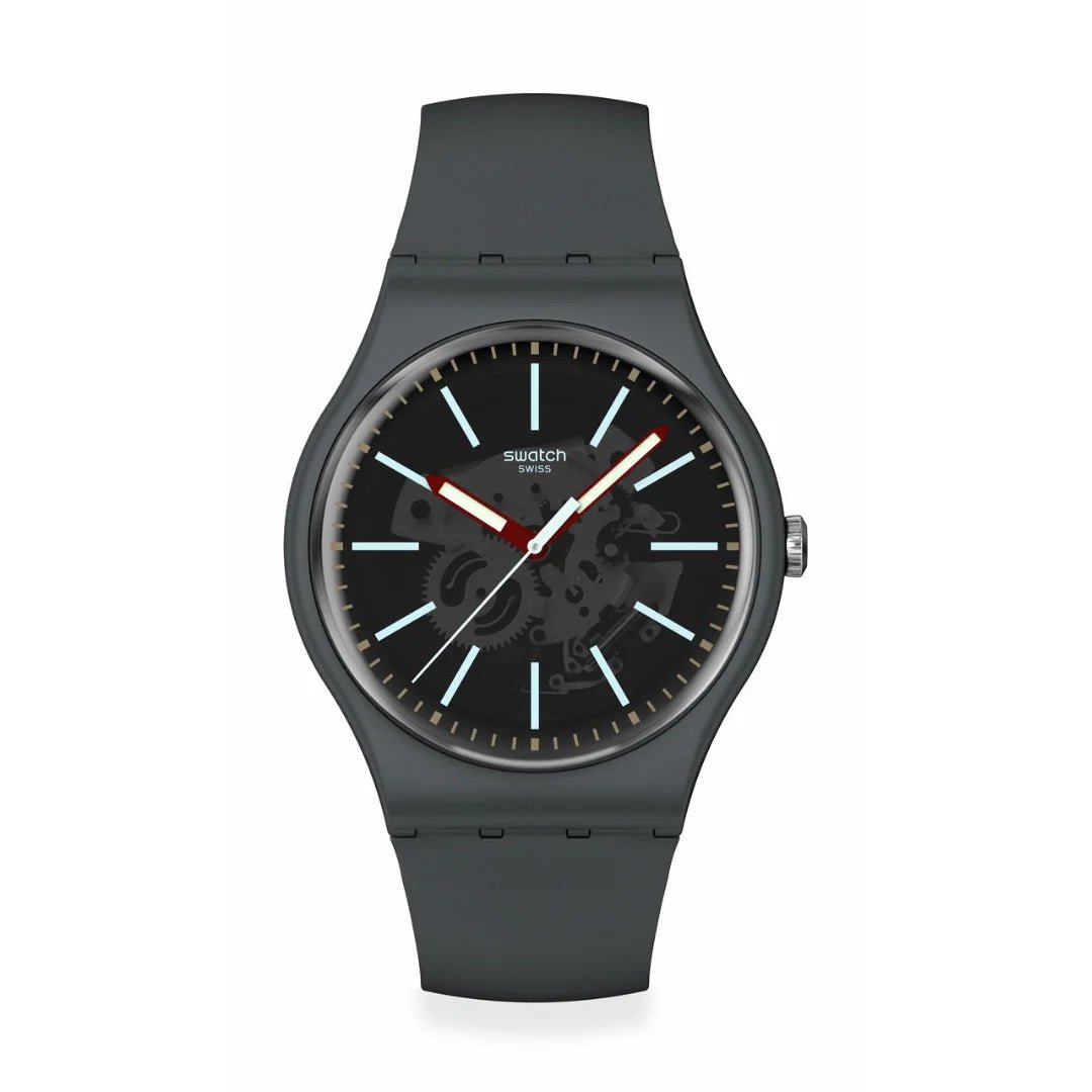 Swatch Cobblestone Street Black Dial Black Strap Unisex Watch | SO29A101 | TIME Watches