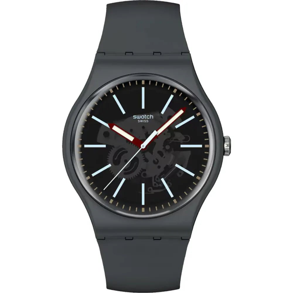 Swatch Cobblestone Street Black Dial Black Strap Unisex Watch | SO29A101 | TIME Watches