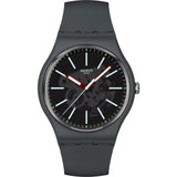 Swatch Cobblestone Street Black Dial Black Strap Unisex Watch | SO29A101