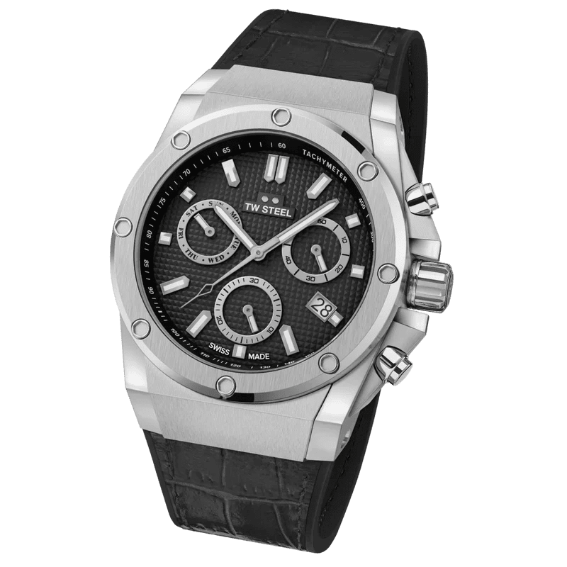 TW Steel Ace Genesis Black Dial and Black Leather Strap 44mm Limited Edition Men's Watch | ACE143 | TIME Watches