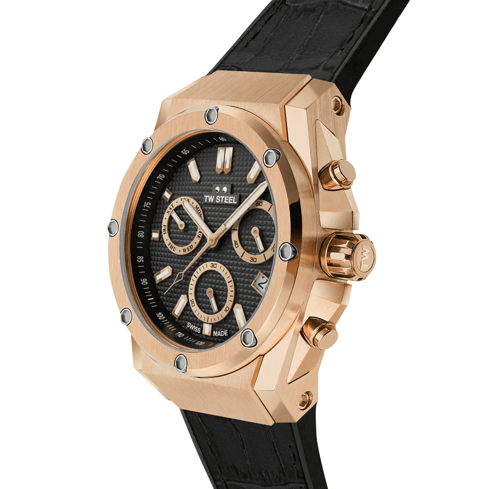 TW Steel Ace Genesis Black Dial and Black Leather Strap 44mm Limited Edition Men's Watch | ACE144 | TIME Watches