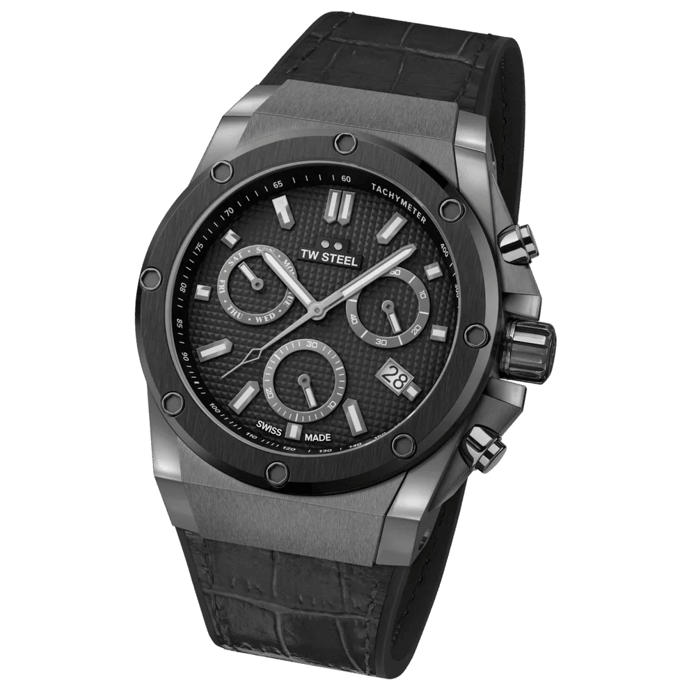 TW Steel Ace Genesis Black Dial and Black Leather Strap 44mm Limited Edition Men's Watch | ACE145 | TIME Watches