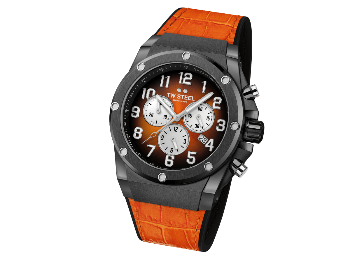 TW Steel Ace Genesis Orange Dial and Black Leather Strap 44mm Limited Edition Men's Watch | ACE133 | TIME Watches