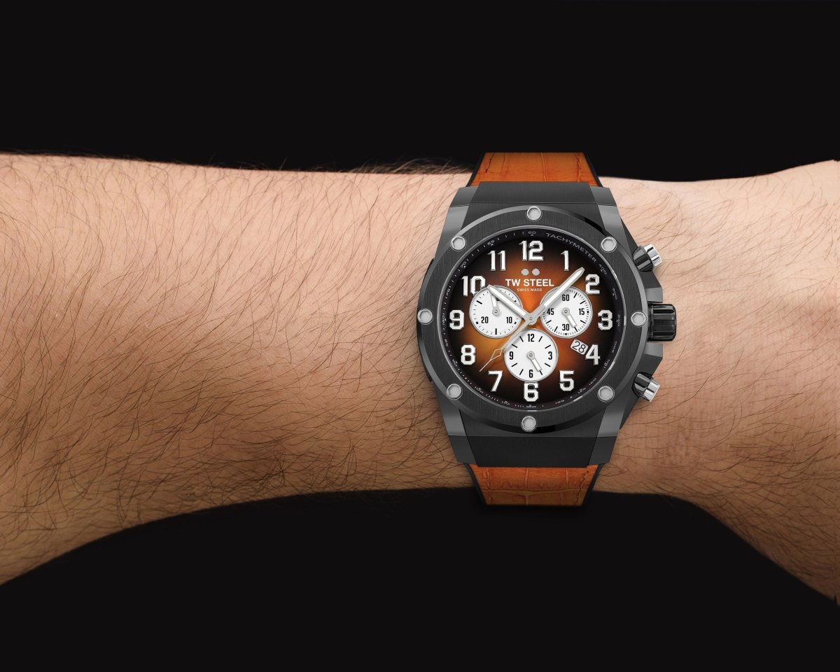 TW Steel Ace Genesis Orange Dial and Black Leather Strap 44mm Limited Edition Men's Watch | ACE133 | TIME Watches
