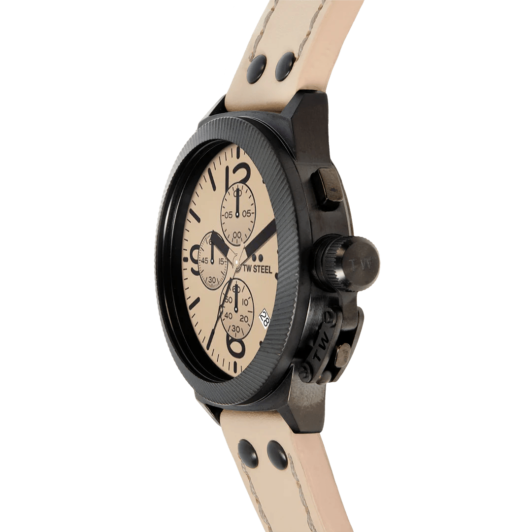 TW Steel Canteen Beige Dial and Beige Leather Strap 45mm Men's Watch | CS117 | TIME Watches