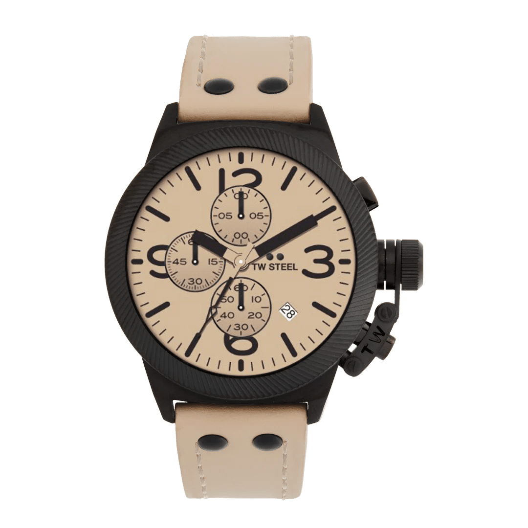 TW Steel Canteen Beige Dial and Beige Leather Strap 45mm Men's Watch | CS117 | TIME Watches