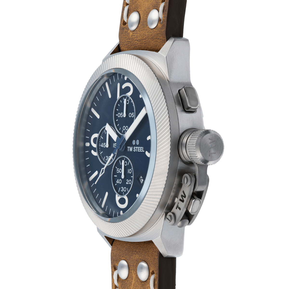 TW Steel Canteen Blue Dial and Brown Leather Strap 45mm Men's Watch | CS106 | TIME Watches
