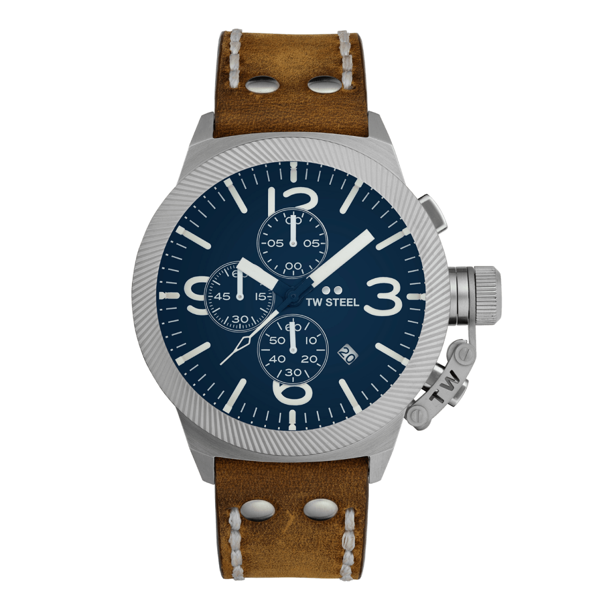TW Steel Canteen Blue Dial and Brown Leather Strap 45mm Men's Watch | CS106 | TIME Watches