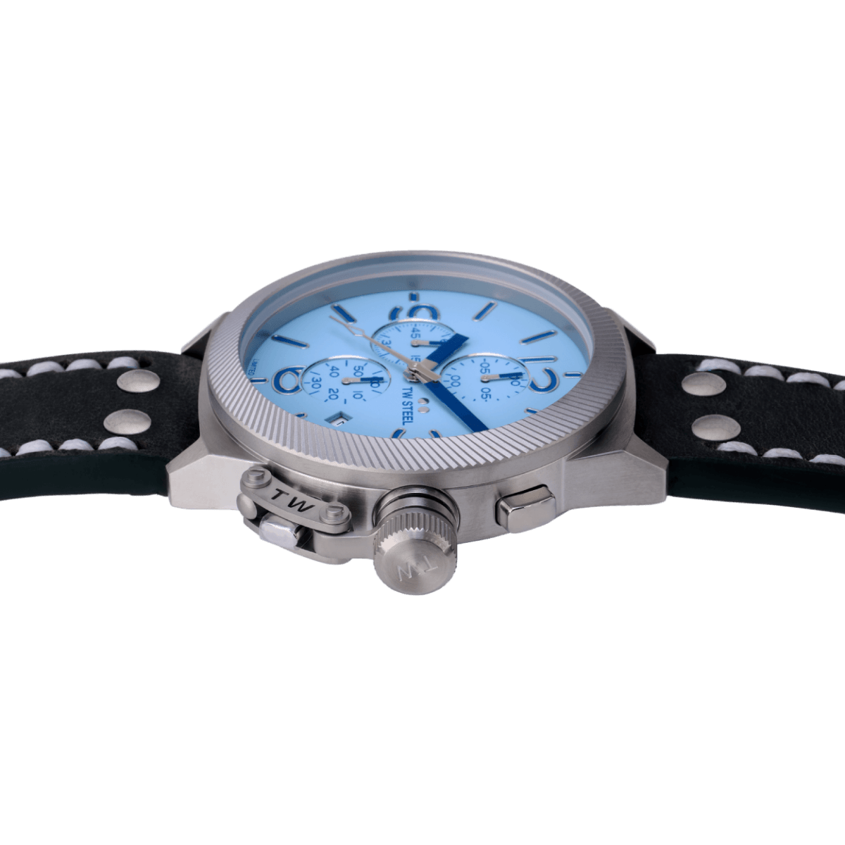 TW Steel Canteen Blue Dial and White Leather Strap 45mm Limited Edition Men's Watch | CS127 | TIME Watches