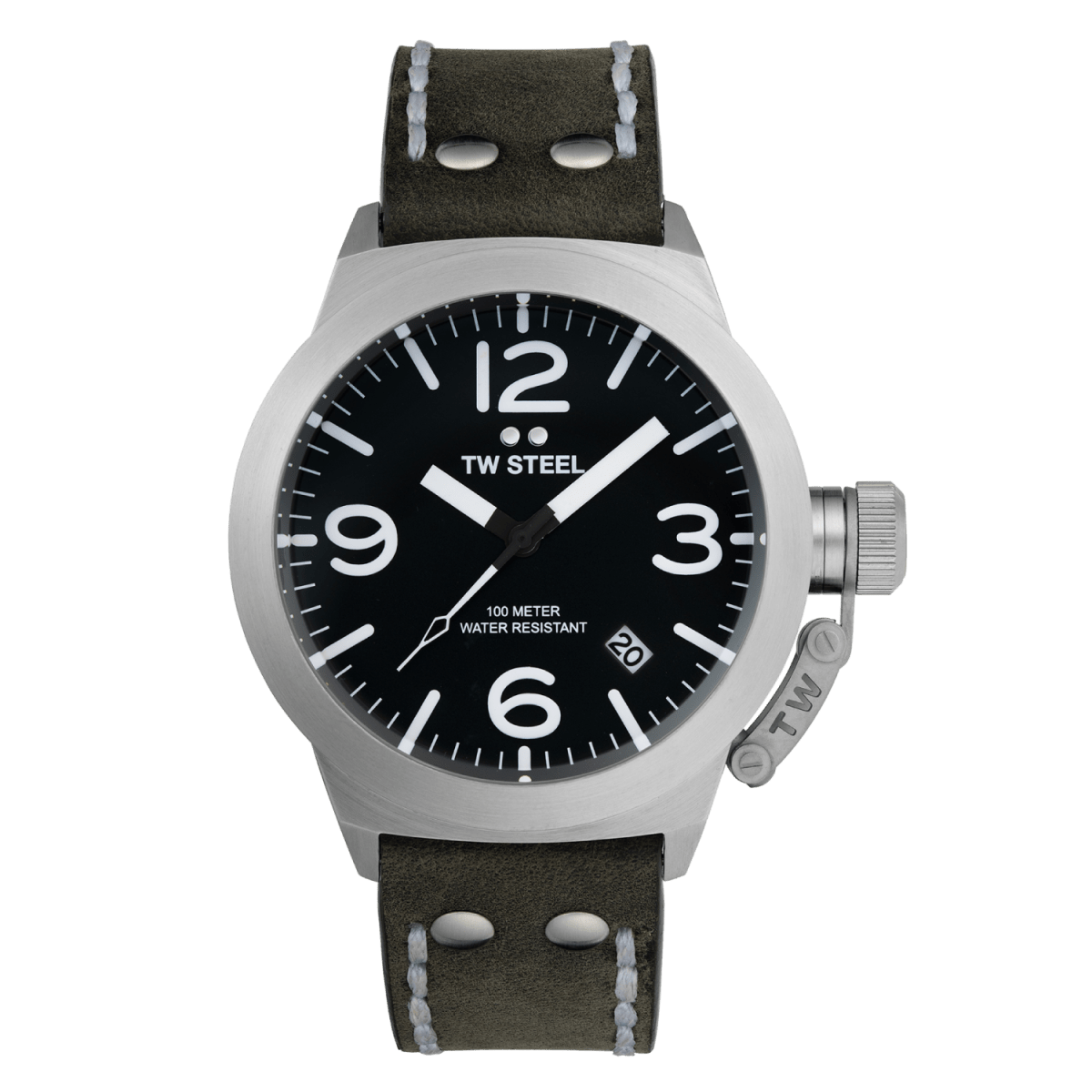 TW Steel Canteen Dark Grey Dial and Dark Grey Leather Strap 45mm Men's Watch | CS101 | TIME Watches