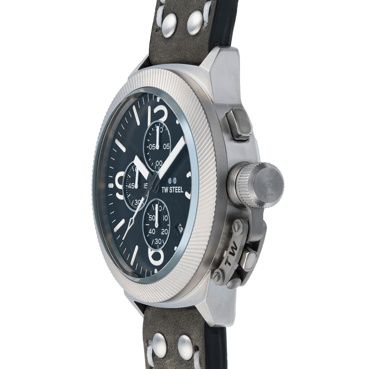 TW Steel Canteen Dark Grey Dial and Dark Grey Leather Strap 45mm Men's Watch | CS105 | TIME Watches