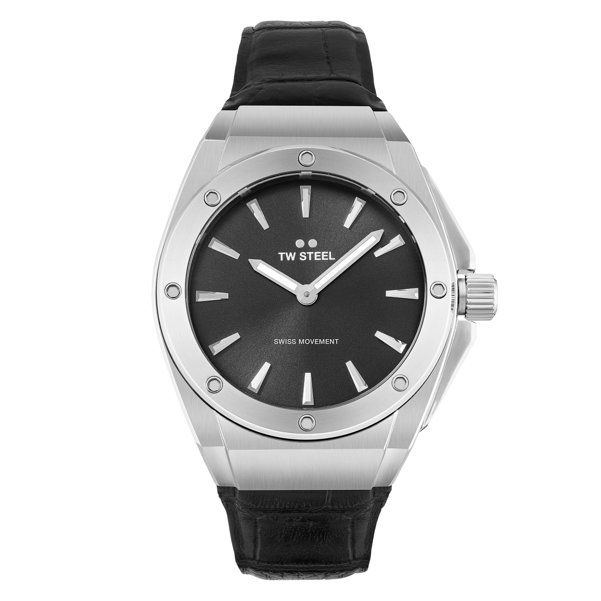 TW Steel Ceo Tech Grey Dial and Black Leather Strap 38mm Men's Watch | CE4033 | TIME Watches