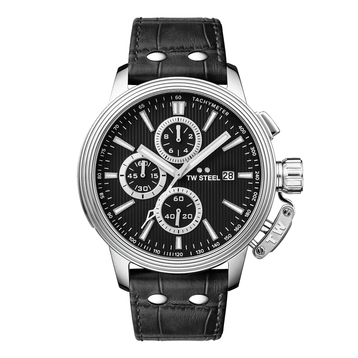 TW Steel E - commerce Black Dial and Black Leather Strap 48mm Men's Watch | CE7002 | TIME Watches