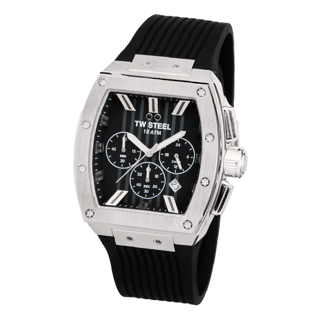 TW Steel Tonneau Black Dial and Black Rubber Strap 42mm Men's Watch | TO1 | TIME Watches