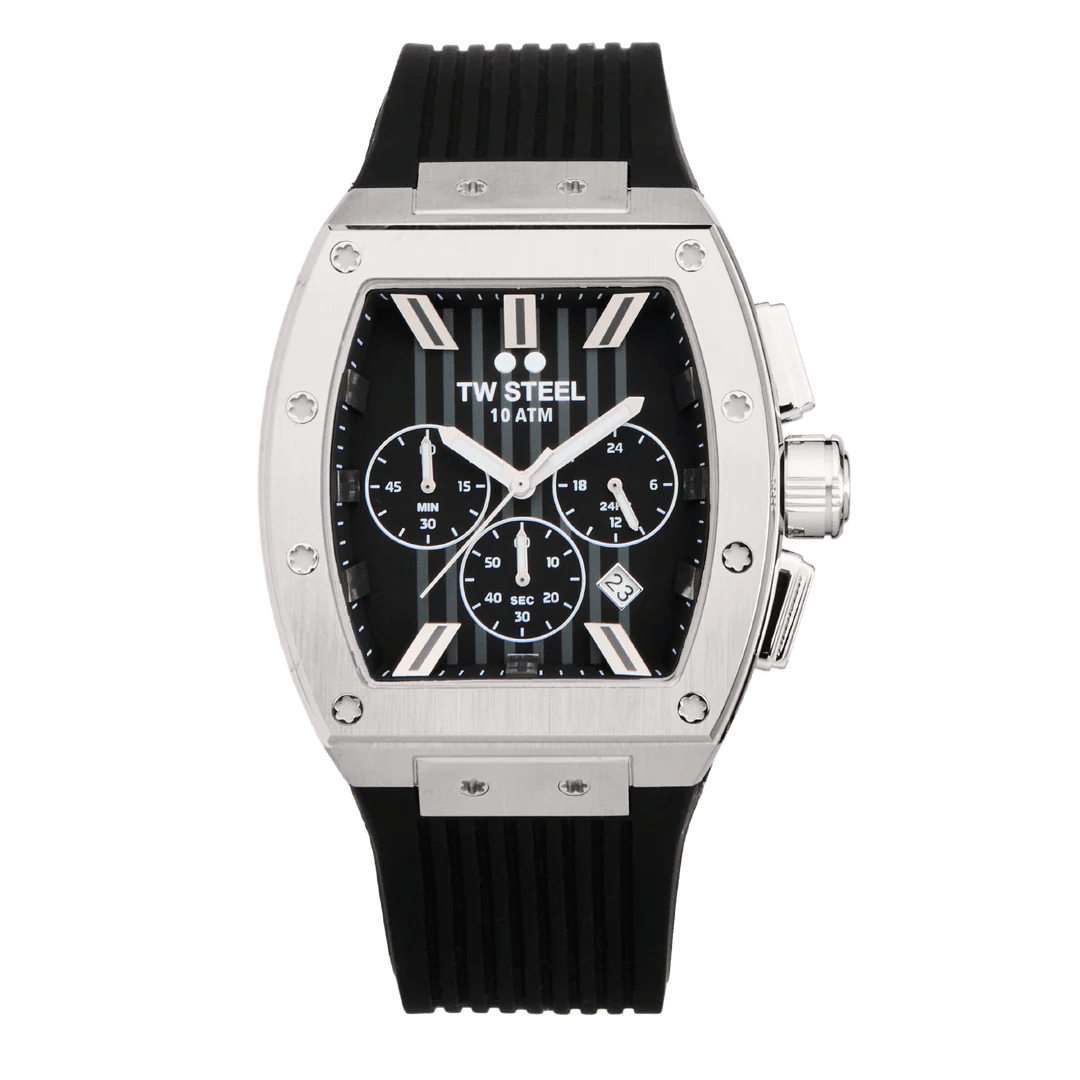 TW Steel Tonneau Black Dial and Black Rubber Strap 42mm Men's Watch | TO1 | TIME Watches