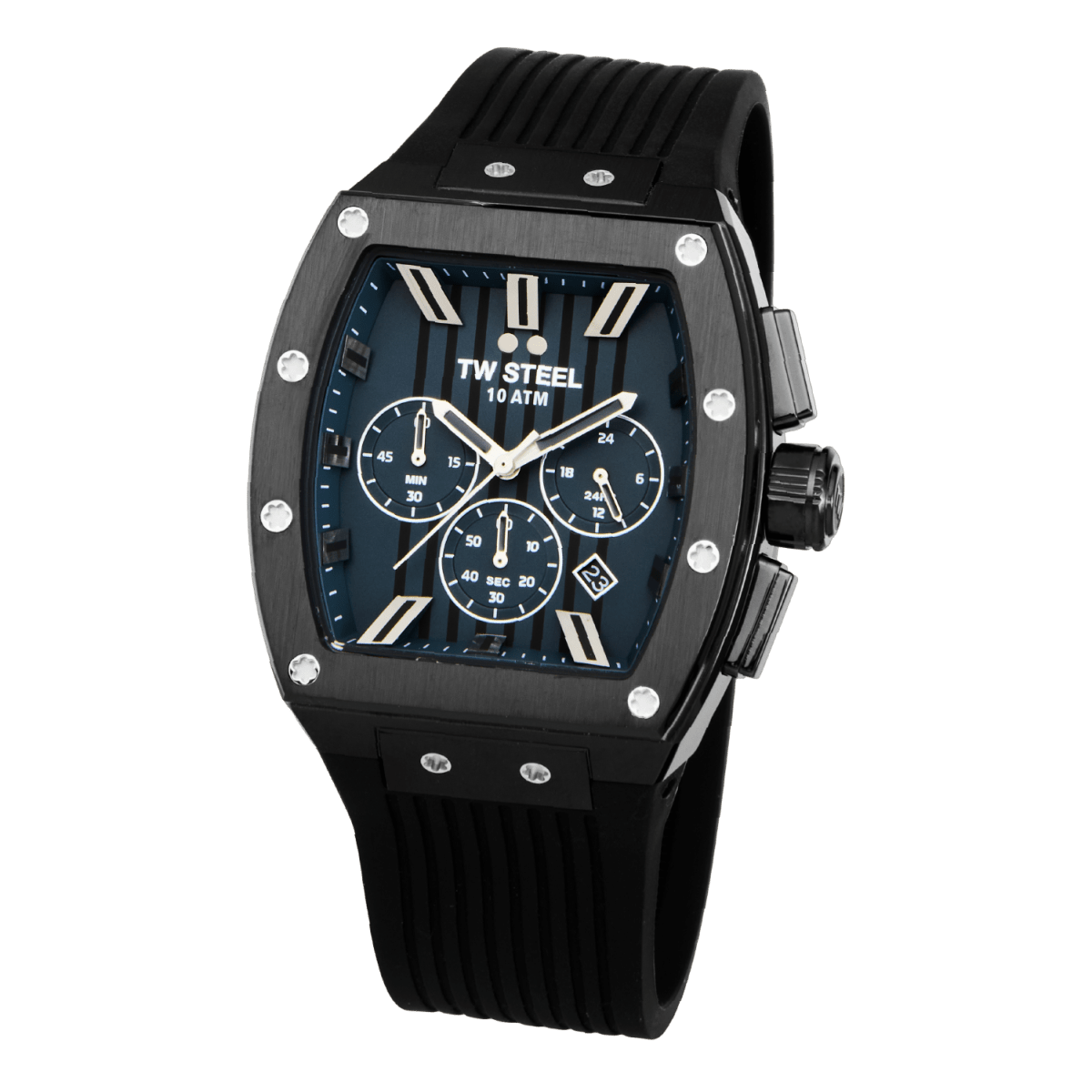 TW Steel Tonneau Black Dial and Black Rubber Strap 42mm Men's Watch | TO4 | TIME Watches