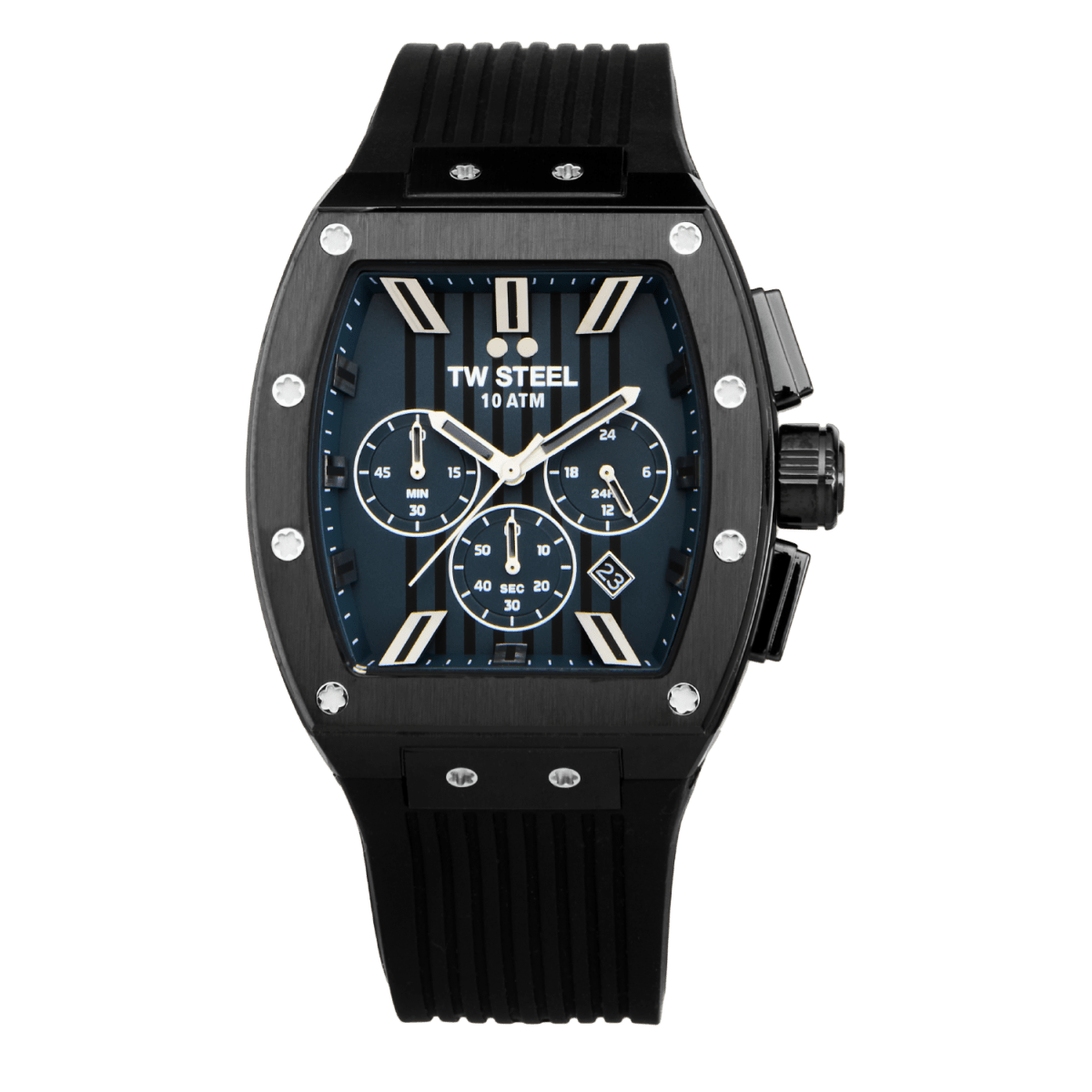 TW Steel Tonneau Black Dial and Black Rubber Strap 42mm Men's Watch | TO4 | TIME Watches