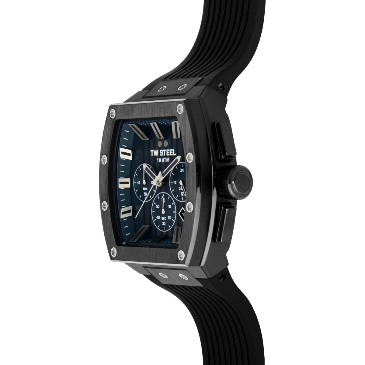 TW Steel Tonneau Black Dial and Black Rubber Strap 42mm Men's Watch | TO4 | TIME Watches